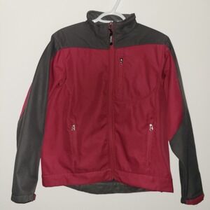 Berne Full Zip Jacket Women's Size Medium Regular Maroon Gray Soft Shell